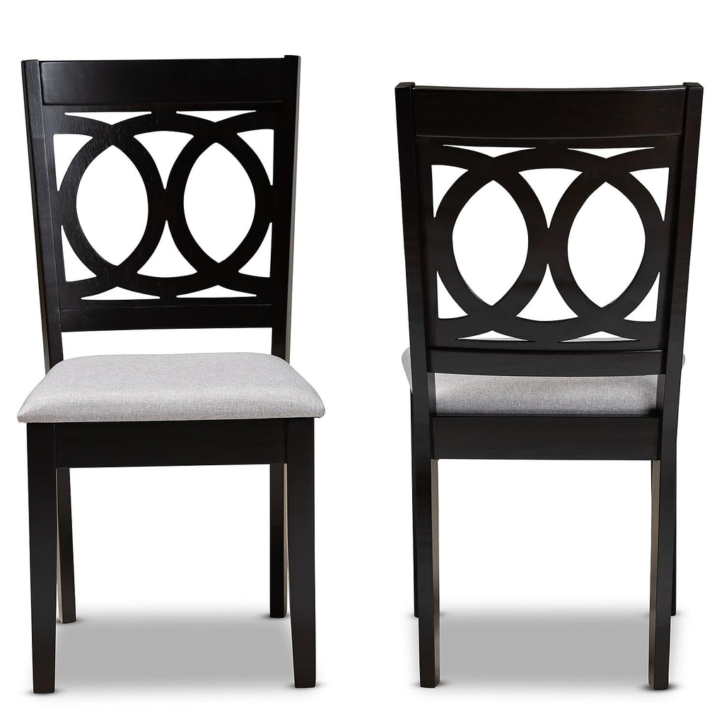 Baxton Studio Lenoir Contemporary Fabric Dining Chair, Grey and Espresso, 2/Set (162-2PC-10524HT)