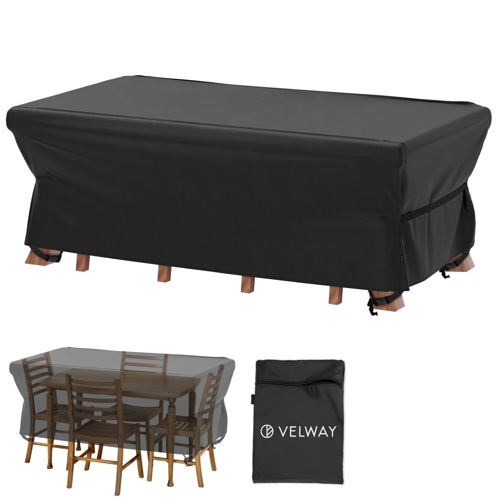 Velway Patio Table Chairs Set Cover Square Waterproof 76'Lx54'Wx28'H Outdoor Bistro Dining Set Cover Fire Pit Table Cover Furniture Cover Small Rectangle Ultra Windproof Uv-Resistant
