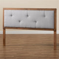 Baxton Studio Abner Modern and Contemporary Transitional Light Grey Fabric Upholstered and Walnut Brown Finished Wood King Size Headboard
