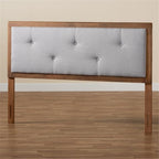 Baxton Studio Abner Modern and Contemporary Transitional Light Grey Fabric Upholstered and Walnut Brown Finished Wood King Size Headboard