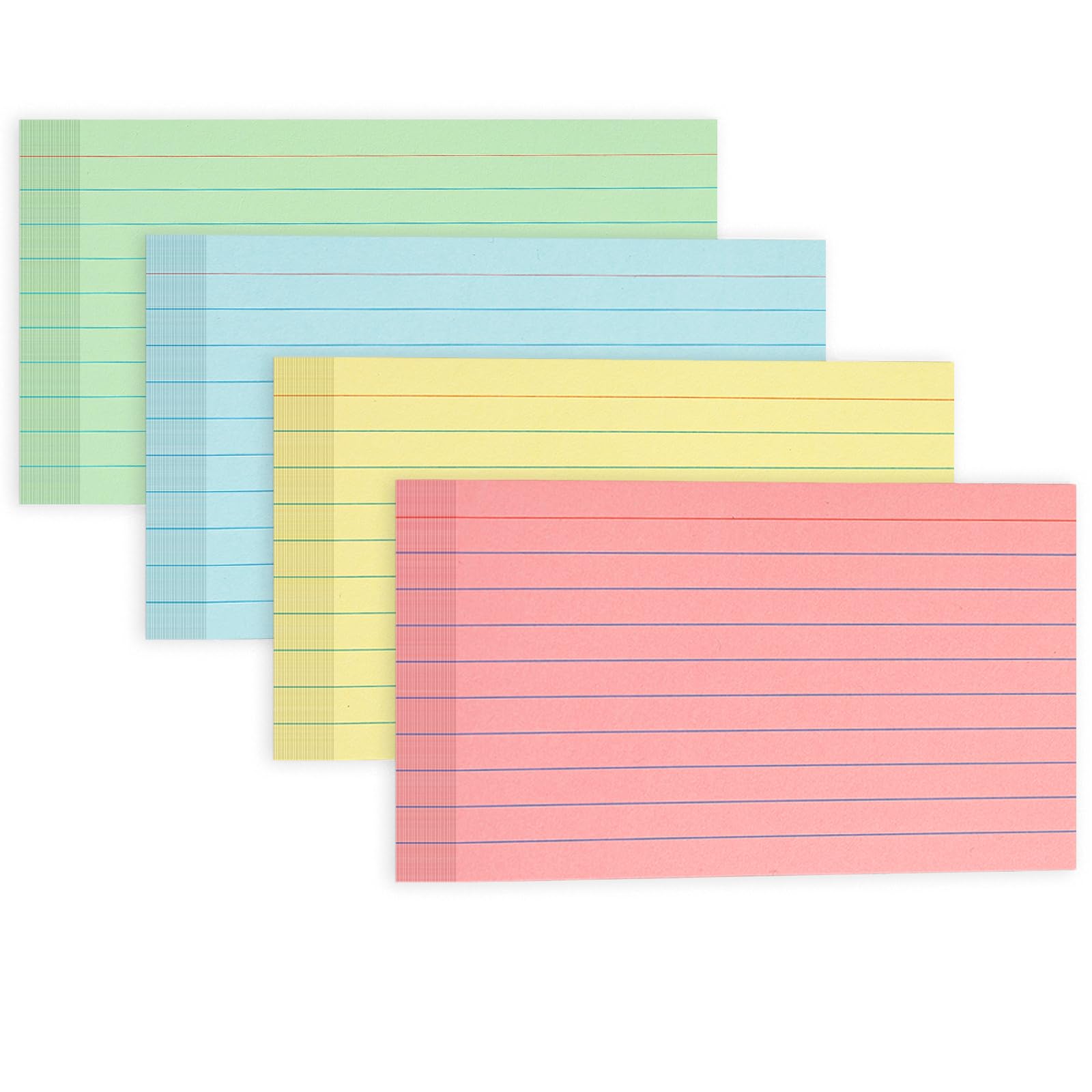 300Pcs Colored Index Cards 5X8, Goefun Ruled Flashcards, 4 Color Notecards For Studying, Recipes, Memo Cards, Office Supply, Diy