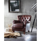 Acme Brancaster Accent Chair in Vintage Brown & Aluminum