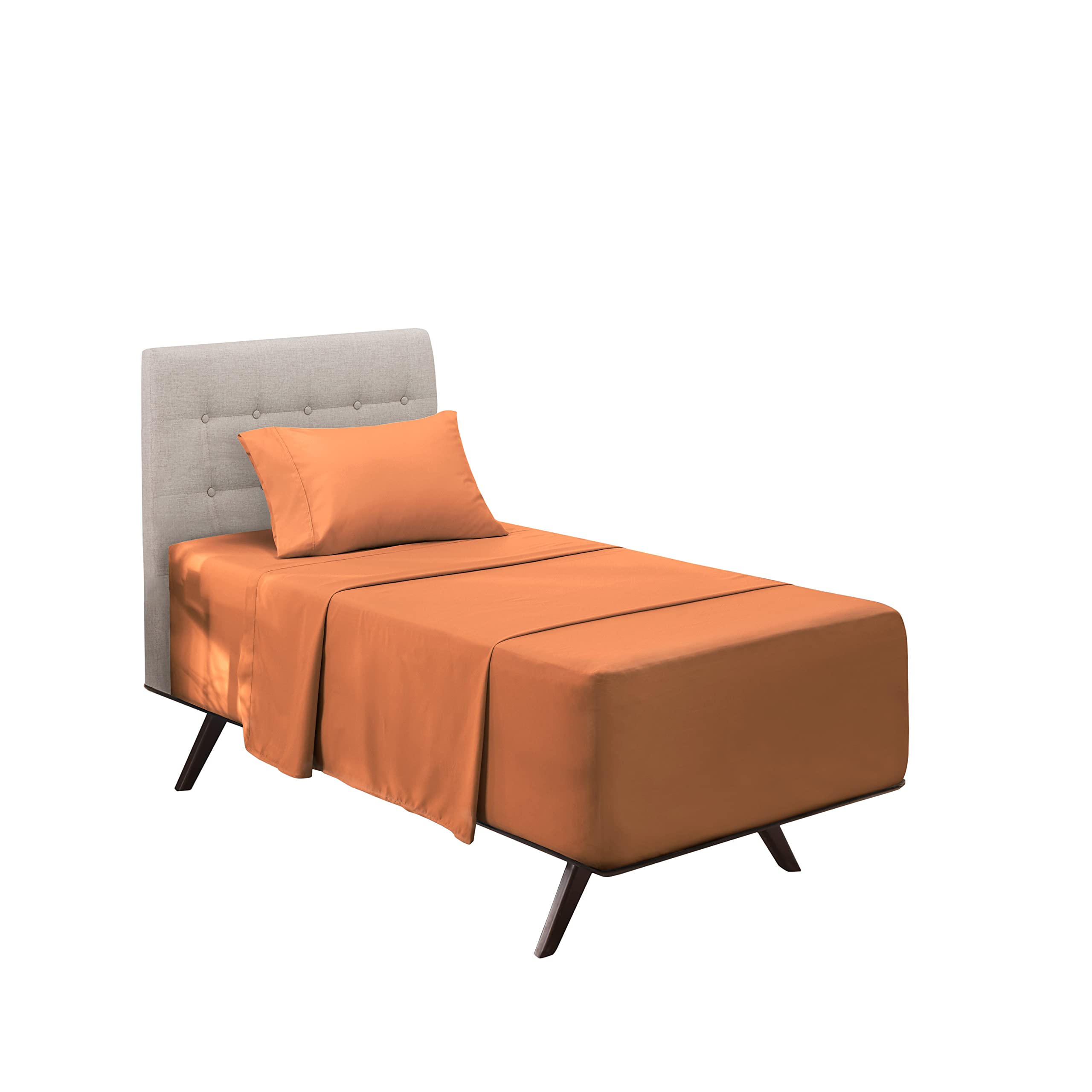 Hearth & Harbor Extra Deep Pocket Twin Xl Sheets - 3 Piece Hotel Luxury Twin Xl Sheet Set Fits Up To 24' Mattress - Soft Luxury Twin Xl Bed Sheet Set - Soft & Breathable, Twin Xl, Rust Sienna