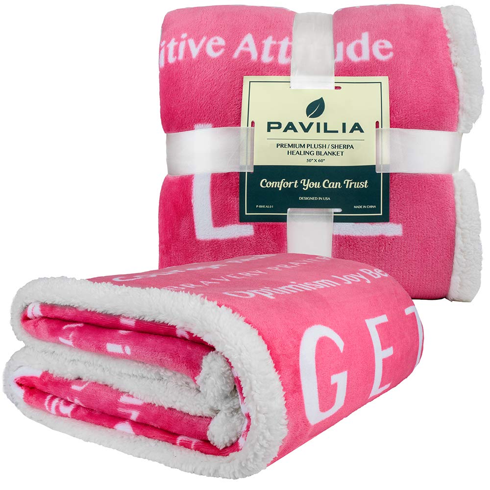 Pavilia Get Well Soon Gifts For Women, Sympathy Blanket Inspirational Thoughtful Gift, Sherpa Fleece Healing Blanket Surgery Wel