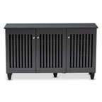 Baxton Studio Fernanda Modern and Contemporary Dark Gray 3-Door Wooden Entryway Shoe Storage Wide Cabinet
