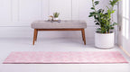 Unique Loom Trellis Frieze Collection Area Rug - Rounded (2' X 13' 1'' Runner, Light Pink/ Ivory)