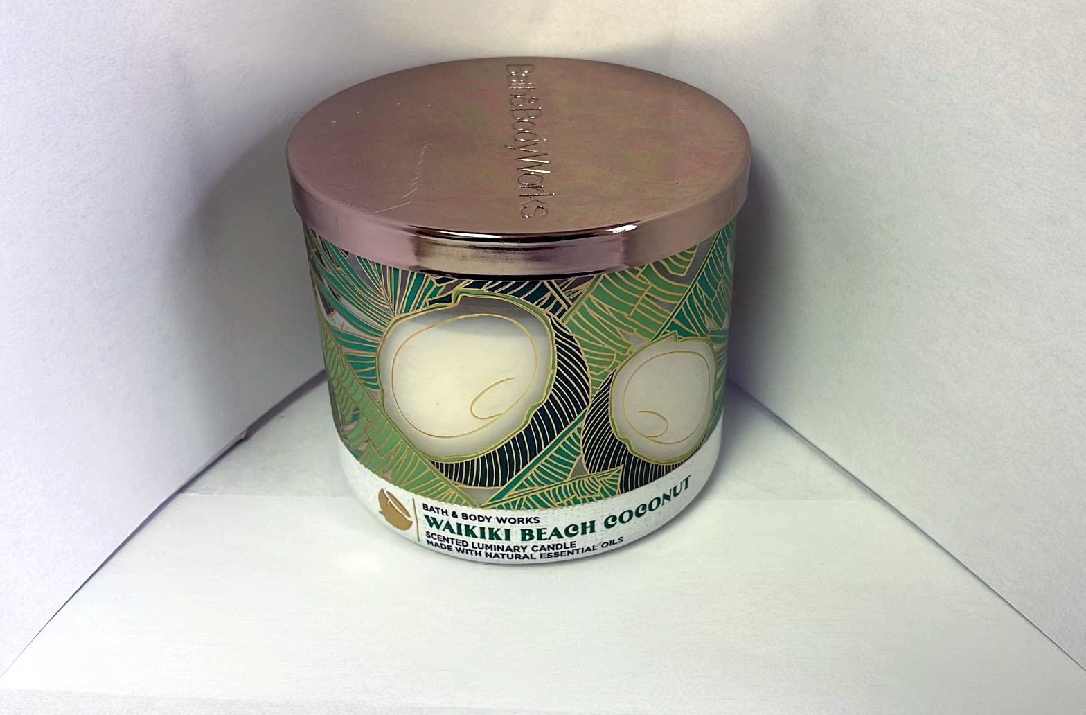 Bath & Body Works, White Barn 3-Wick Candle w/Essential Oils - 14.5 oz - 2022 Spring Scents (Waikiki Beach Coconut)