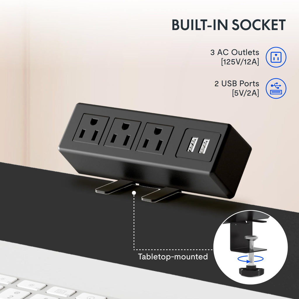 Flexispot En2 Whole-Piece Standing Desk With Clamp Power Strip, 48 X 24'' Electric Stand Up Height Adjustable Desk With Cable Management (Black Frame + 48' Rustic Brown Desktop, 2 Packages)