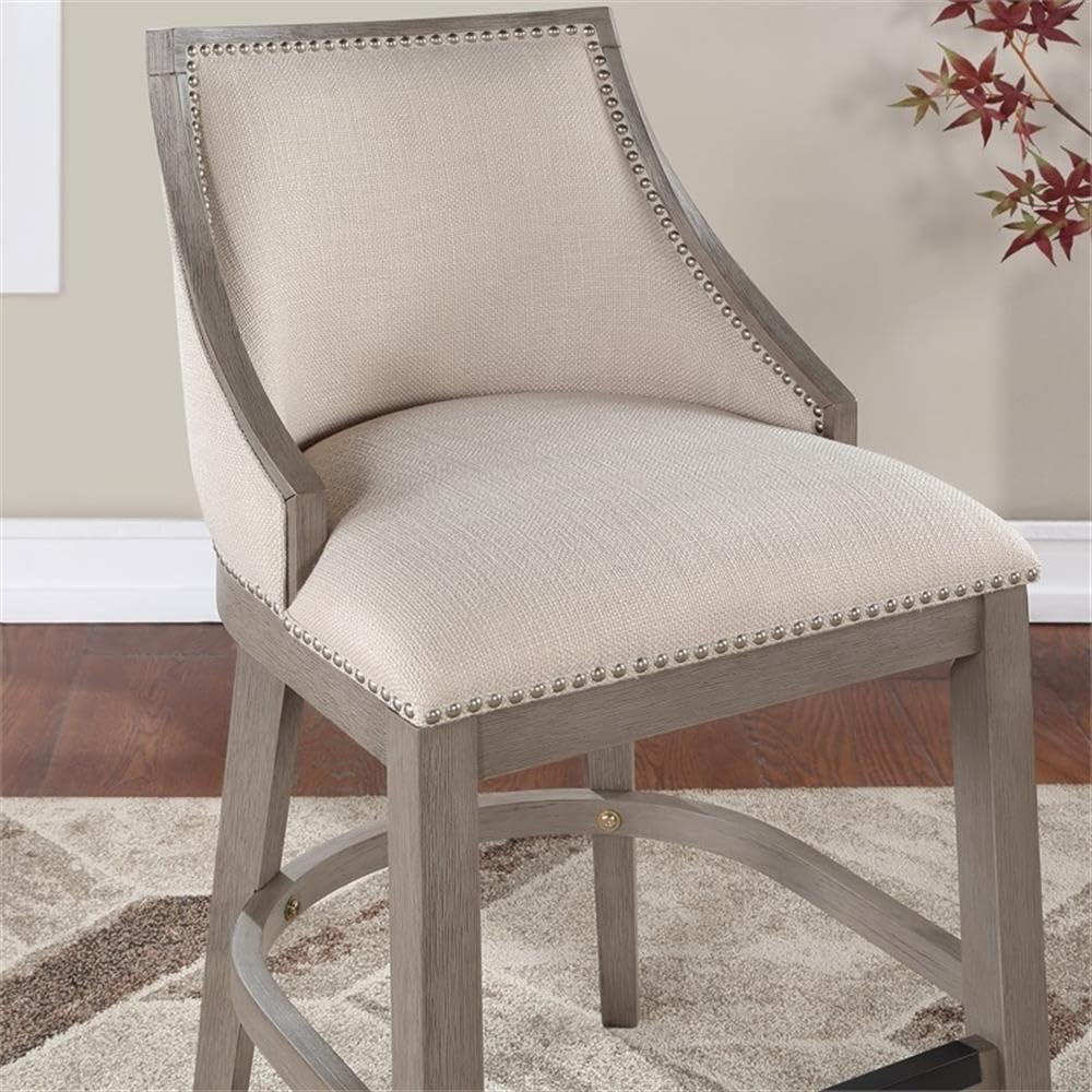 American Woodcrafters Paighton Solid Wood Driftwood Gray Finish Counter Stool