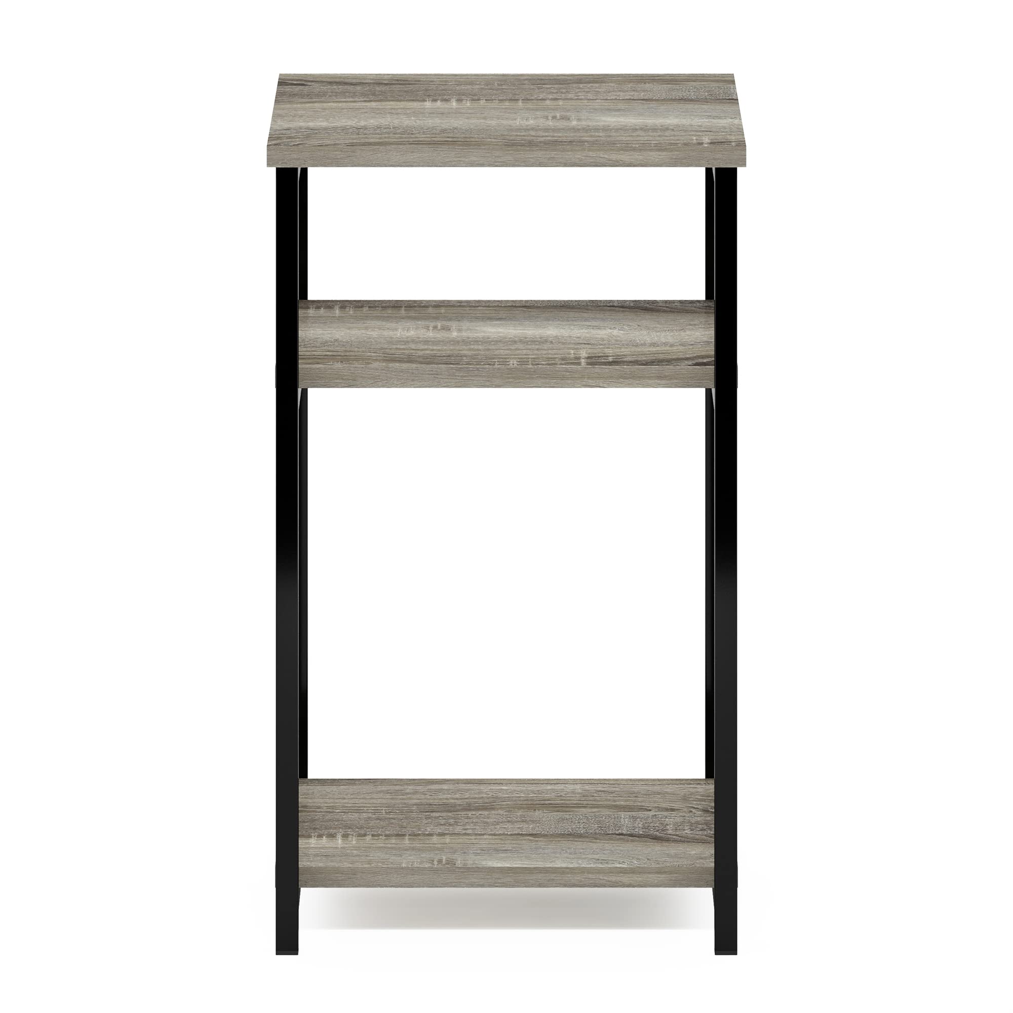 Furinno Just 3-Tier Metal Frame End Table with Storage Shelves, 1-Pack, French Oak