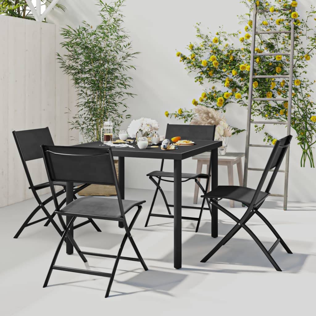 vidaXL Patio Dining Set 5 Piece Garden Outdoor Terrace Balcony Backyard Dining Dinner Dinette Table and Chair Seat Seating Furniture Steel