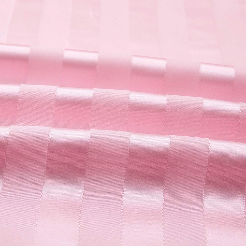 Satin-Silk Sheets Full Size Bed Set, Pink Soft Cooling Deep Pocket Sheets, Hypoallergenic, Wrinkle And Fade Resistant Bedding Se