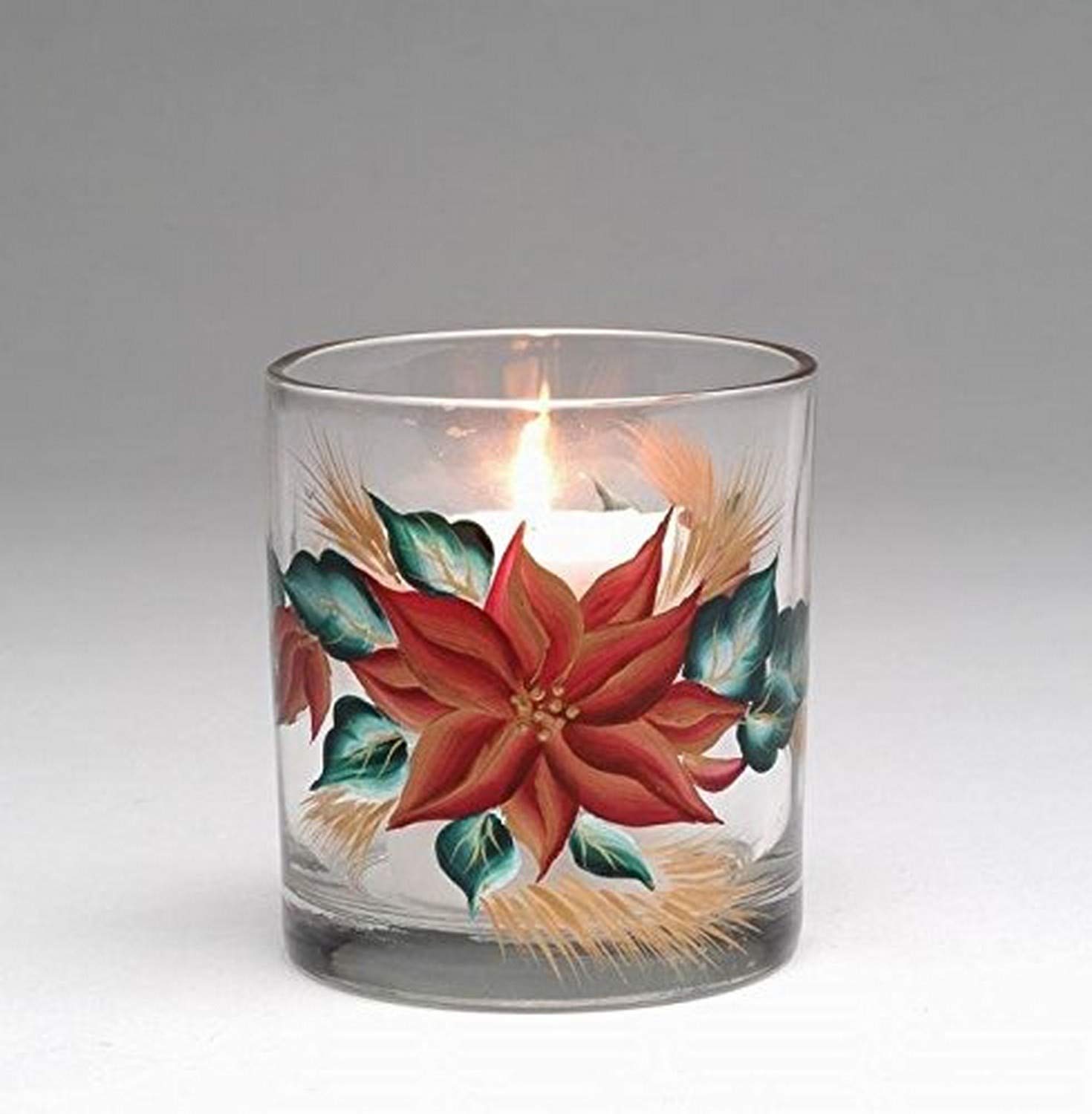 ATD 33425 3.5 Inch Poinsettia Flower Votive Glass Candle Cup