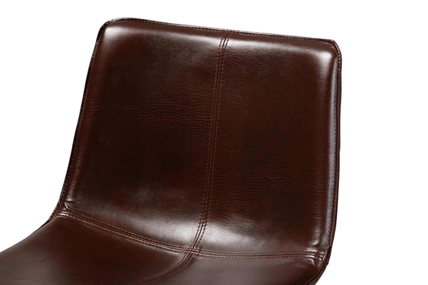 Baxton Studio Carvell Rustic and Industrial Dark Brown Faux Leather Upholstered Pub Stool Set of 2