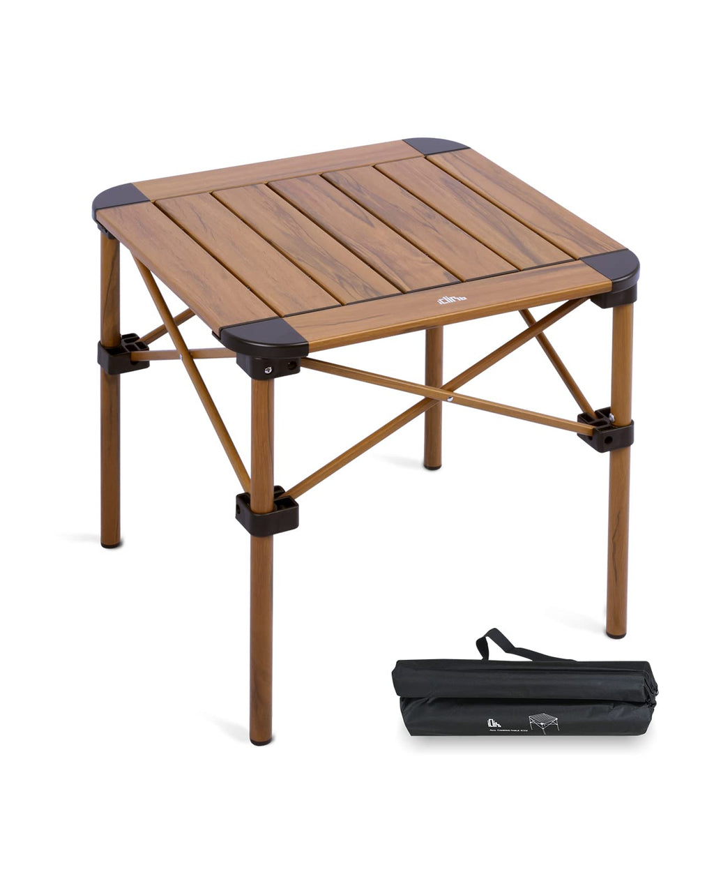 Iclimb Lightweight Stable Alu. Folding Square Table Roll Up Top With Carry Bag For Camping Picnic Backyards Bbq Camp Kitchen (Nature, S)
