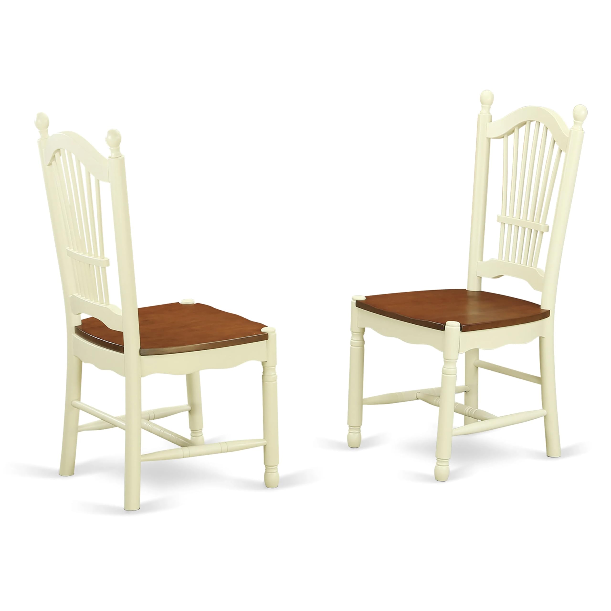 East West Furniture DOC-WHI-W Dover Dinette Chairs - Slat Back Wooden Seat Dining Chairs, Set of 2, Buttermilk & Cherry