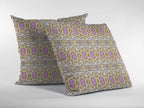 HomeRoots 18â€ Yellow Lavender Geofloral Suede Throw Pillow