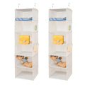 BrilliantJo 6 Shelves Hanging Closet Organizer, 2 Pack Hanging Storage with 4 Side Pockets for Clothes Shoes, 43.5''x12''x12''(B