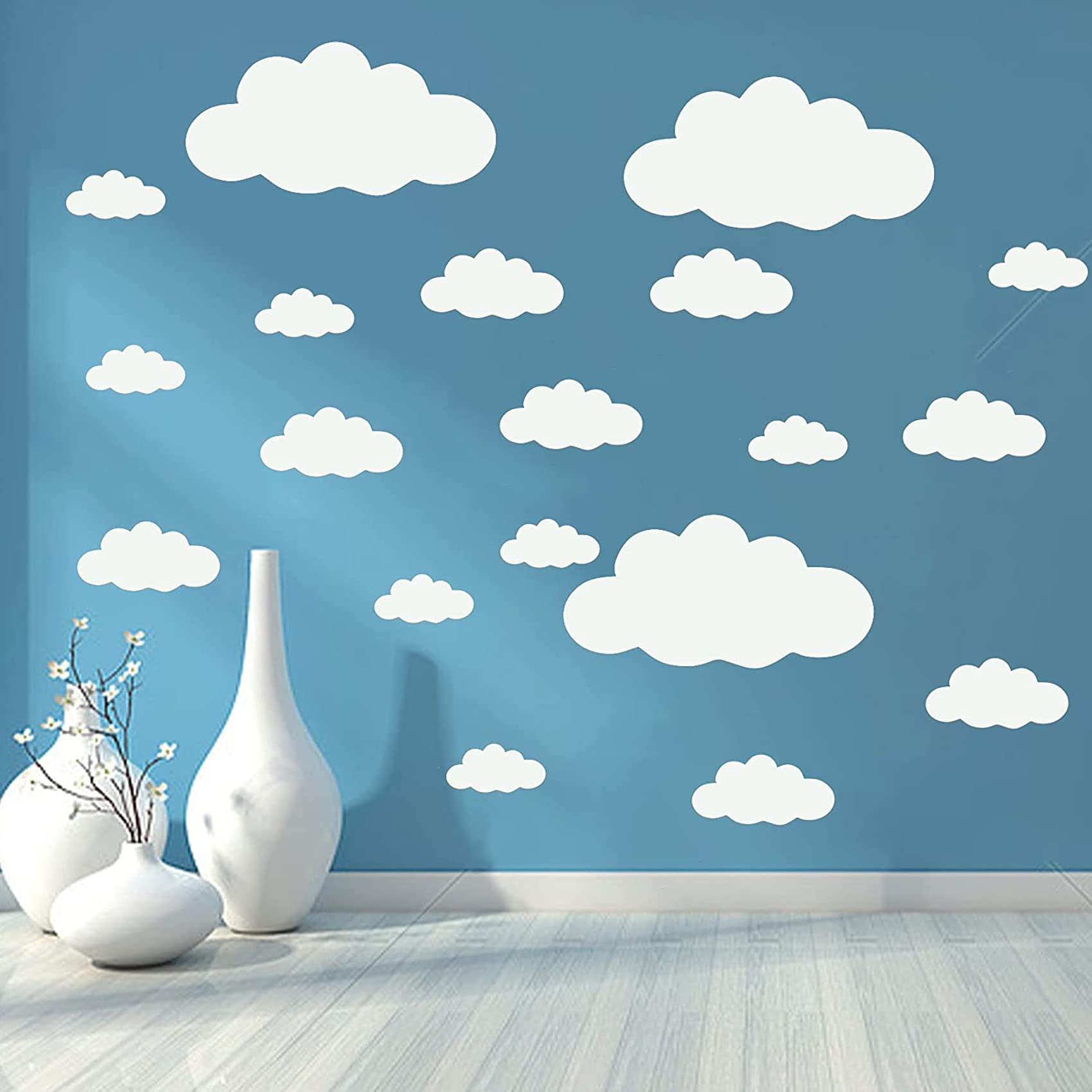 Big Clouds Wall Decals Removable DIY Large Vinyl Sticker Self Adhesive Wallpaper for Living Room Nursery Children Baby Kids Boys
