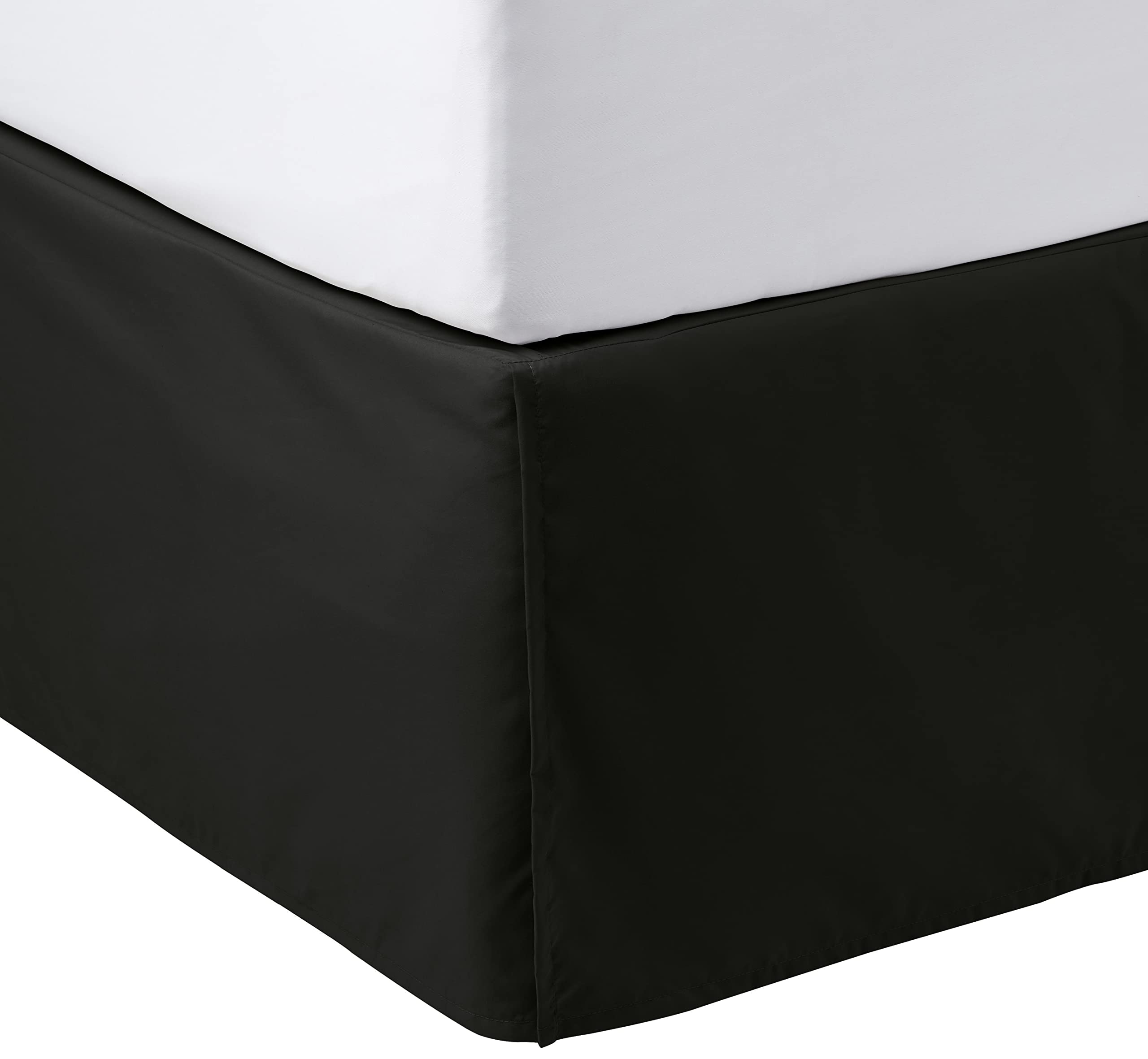 Amazon Basics Lightweight Pleated Bed Skirt, Queen, Black, Solid