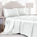 Cobedzy 4 Pieces White Satin Sheets Full Size Bed Set, Luxury Silky Satin Bedding Sheets Set With 1 Deep Pocket Fitted Sheet, 1