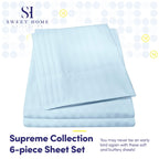 Full Size Bed Sheets - 6 Piece 1500 Supreme Collection Fine Brushed Microfiber Deep Pocket Full Sheet Set Bedding - 2 Extra Pillow Cases, Great Value, Full, Dobby Light Blue