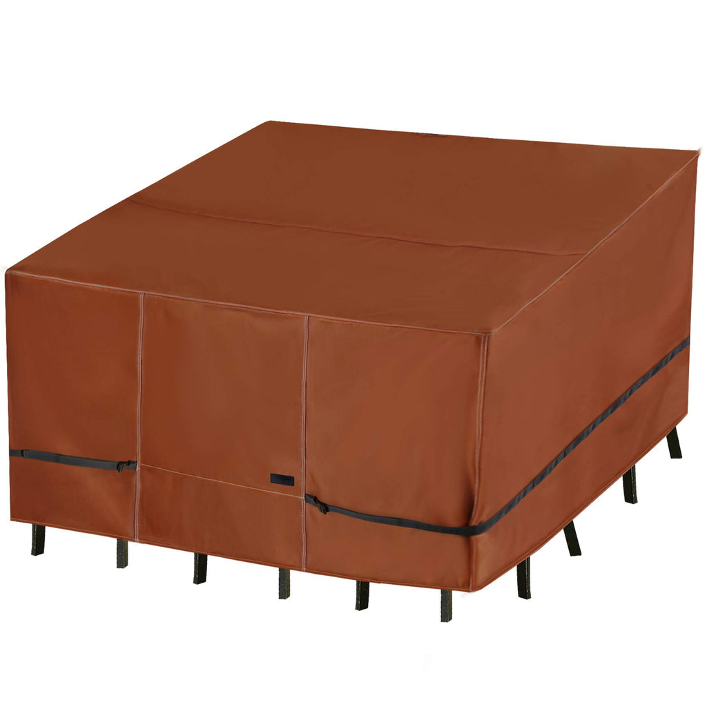 Nettypro Square Patio Table Cover 80 X 80 Inch, Waterproof 600D Heavy Duty Outdoor Furniture Covers For Dining Table And Chair Set, Brown