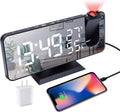 Hanaix Projection Alarm Clock for Bedrooms Ceiling, Alarm Clock Radio with USB Charger Port, Temperature & Humidity Display, 7.3
