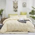 Karever Light Yellow Comforter Set King Off White Bedding Set Beige Comforter Set King Men Breathable Ivory Bedding Set Women So