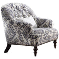 Acme Saira Tufted Accent Chair with 1 Pillow in Light Gray and Blue Fabric