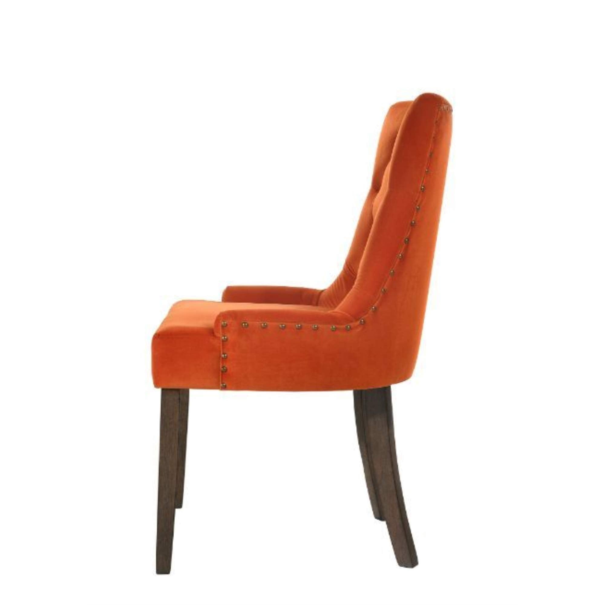 Acme Furniture Farren Side Chair in Orange Velvet & Espresso Finish