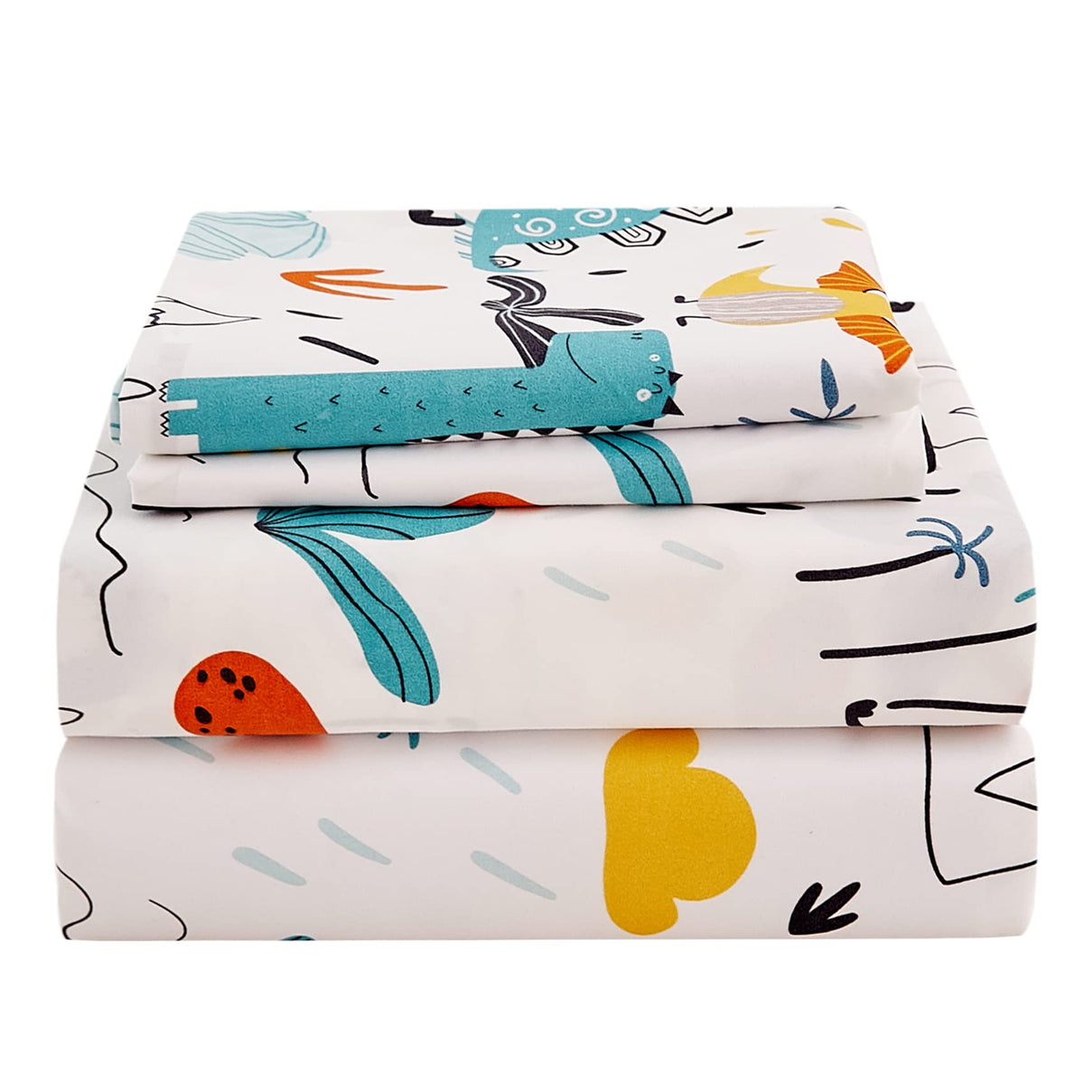Jsd Dinosaur Kids Sheet Set Twin 3 Piece, Printed Microfiber Bed Sheets For Boys Girls Deep Pocket