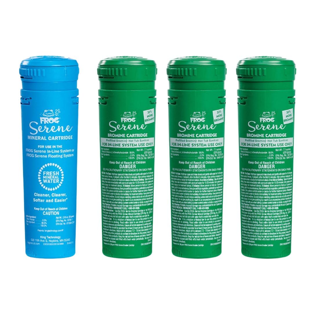 Frog Serene In-Line Cartridges For Hot Tubs That Have Built In Cartridge Holders, Frog Serene Mineral Cartridge + 3 Bromine Cart