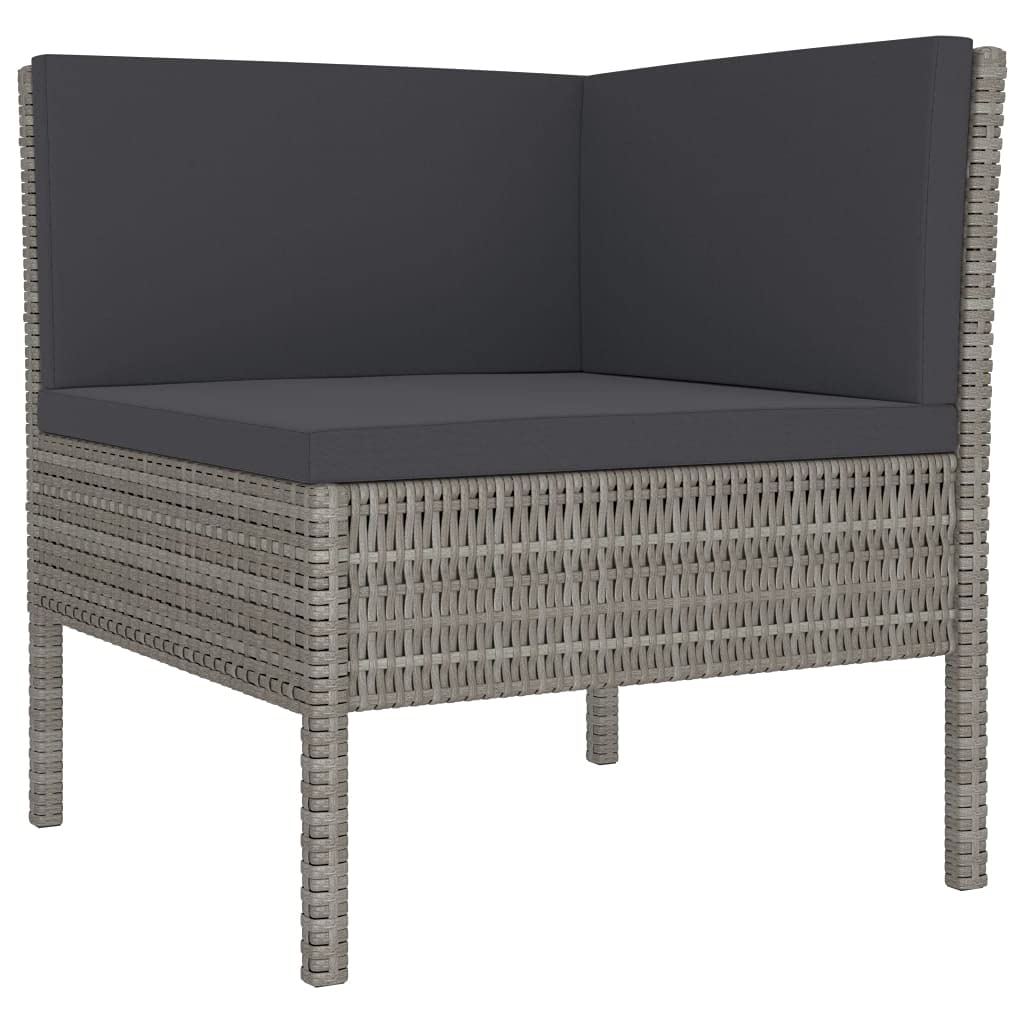 vidaXL 3 Piece Outdoor Patio Lounge Set with Cushions - Weather-Resistant and Waterproof, Polyester Cushion Covers, Includes Coffee Table - Light-Weight, Poly Rattan Material, Grey