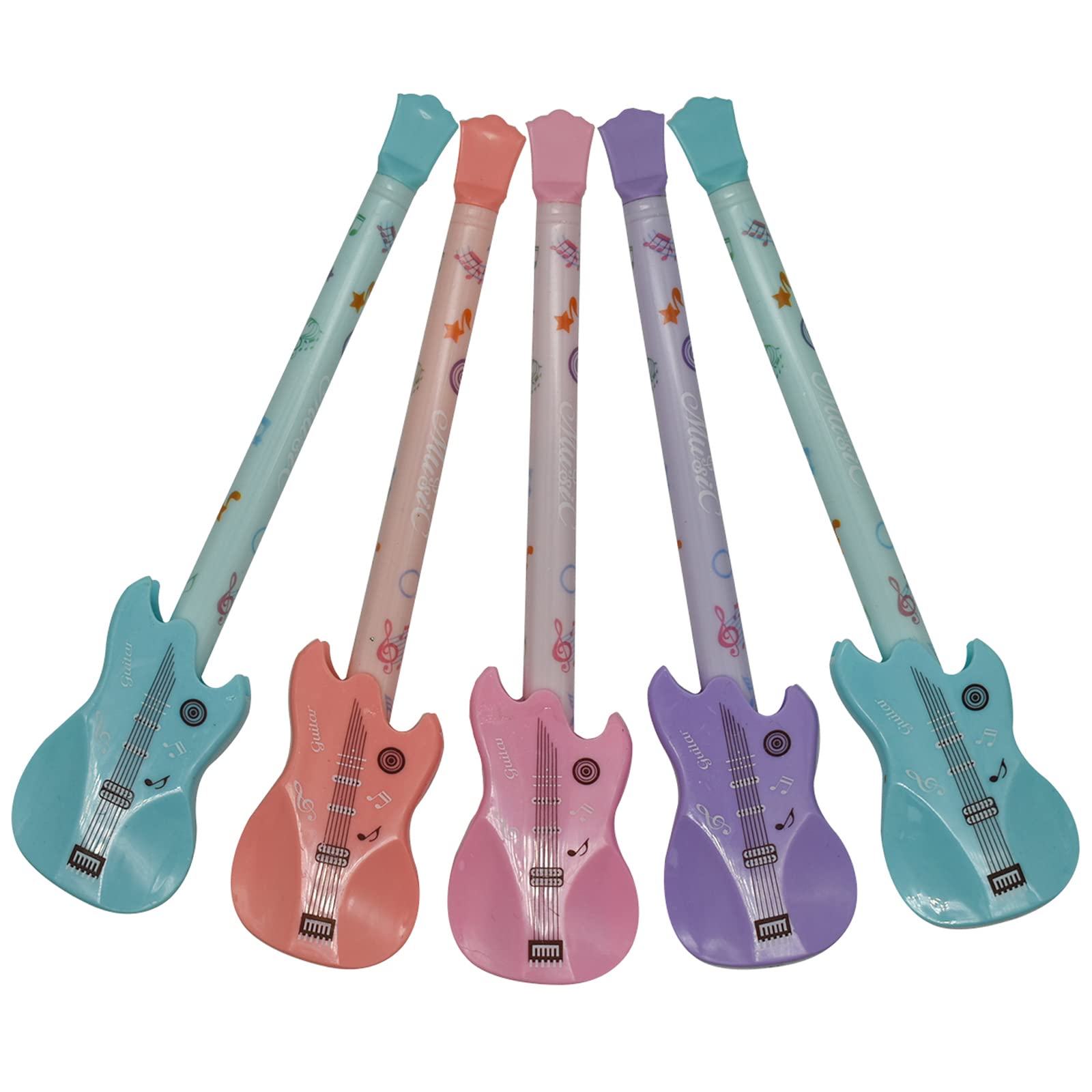 Maydahui 24Pcs Guitar Shaped Rollerball Pens Creative Music Pen Cute Kawaii Cartoon Pen Black Gel Ink For Students School Statio