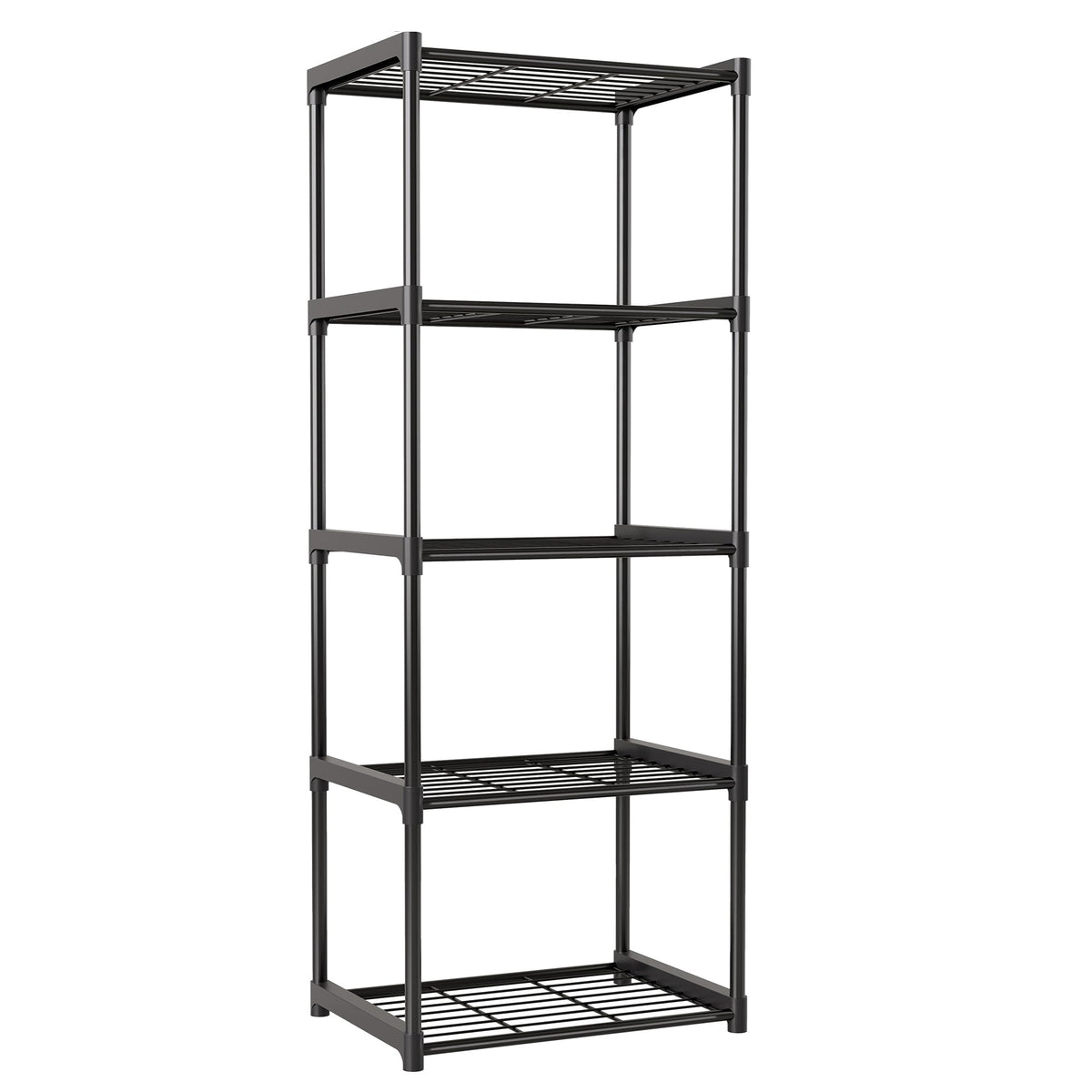 Tujurich 5Tier Storage Shelves with Plastic Connectors  Metal Shelf Organizer for Pantry, Closet & Bathroom, SpaceSaving Stur