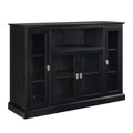 Summit Highboy TV Stand with Storage Cabinets and Shelves , Black