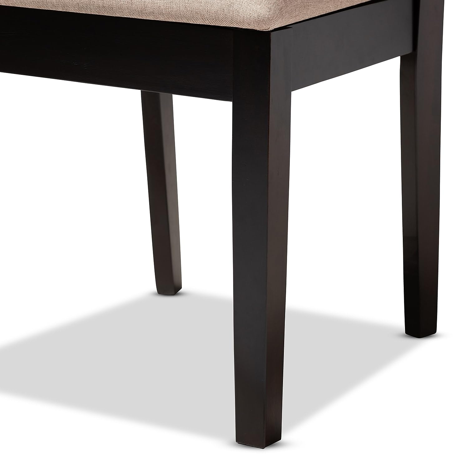 Baxton Studio Lenoir Contemporary Fabric Dining Chair, Sand Brown and Espresso, 4/Set (153-9399-HiT)