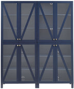Crosley Furniture Cassai 2-Piece Pantry Storage Cabinet Set With Shelves, Kitchen, Dining, Or Laundry Room, Navy
