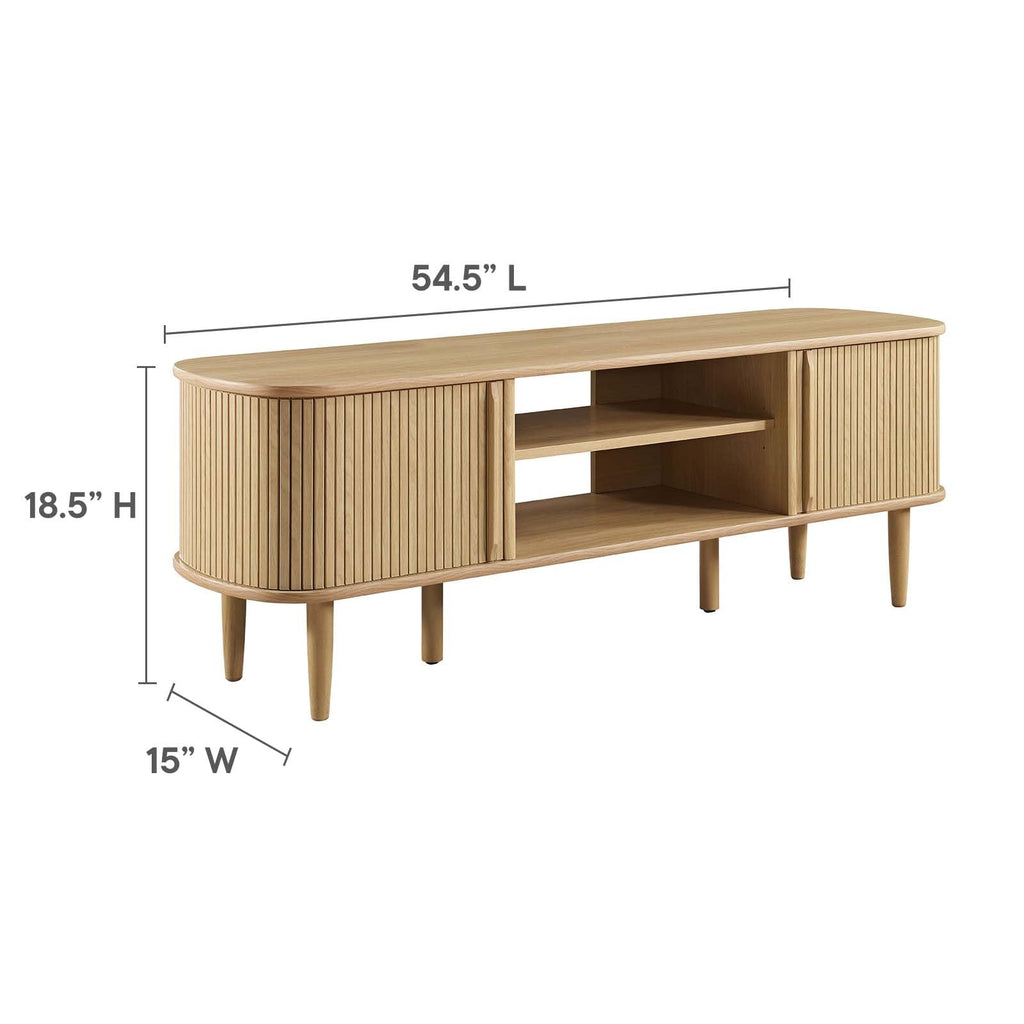 Modway Contour Mid-Century Modern 55&Quot; Media Tv Stand In Oak, 15 X 54.5 X 18.5