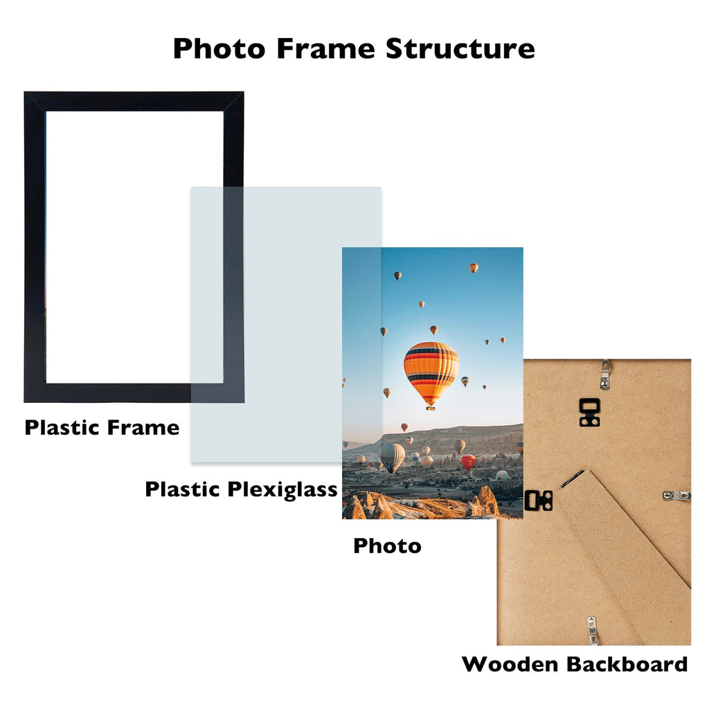 Jcjmy 7X11 Picture Frame Set Of 6 Black For Wall Hanging Or Tabletop- Wall Mounting Horizontally Or Vertically, 7 X 11 Wall Gall