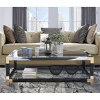 Acme Lafty 54" Glass Top Coffee Table in White Brushed and Black