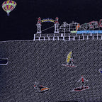 HomeRoots Grey 35' Black Ocean City Maryland Nighttime Skyline Lumbar Decorative Pillow