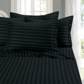 Elegant Comfort 1500 Premier Hotel Quality Stripe 4 Piece Wrinkle Resistant Luxurious Sheet Set, Queen, Black