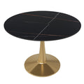 Bristol 40 round dining table Gold base with Black Sintered stone Top