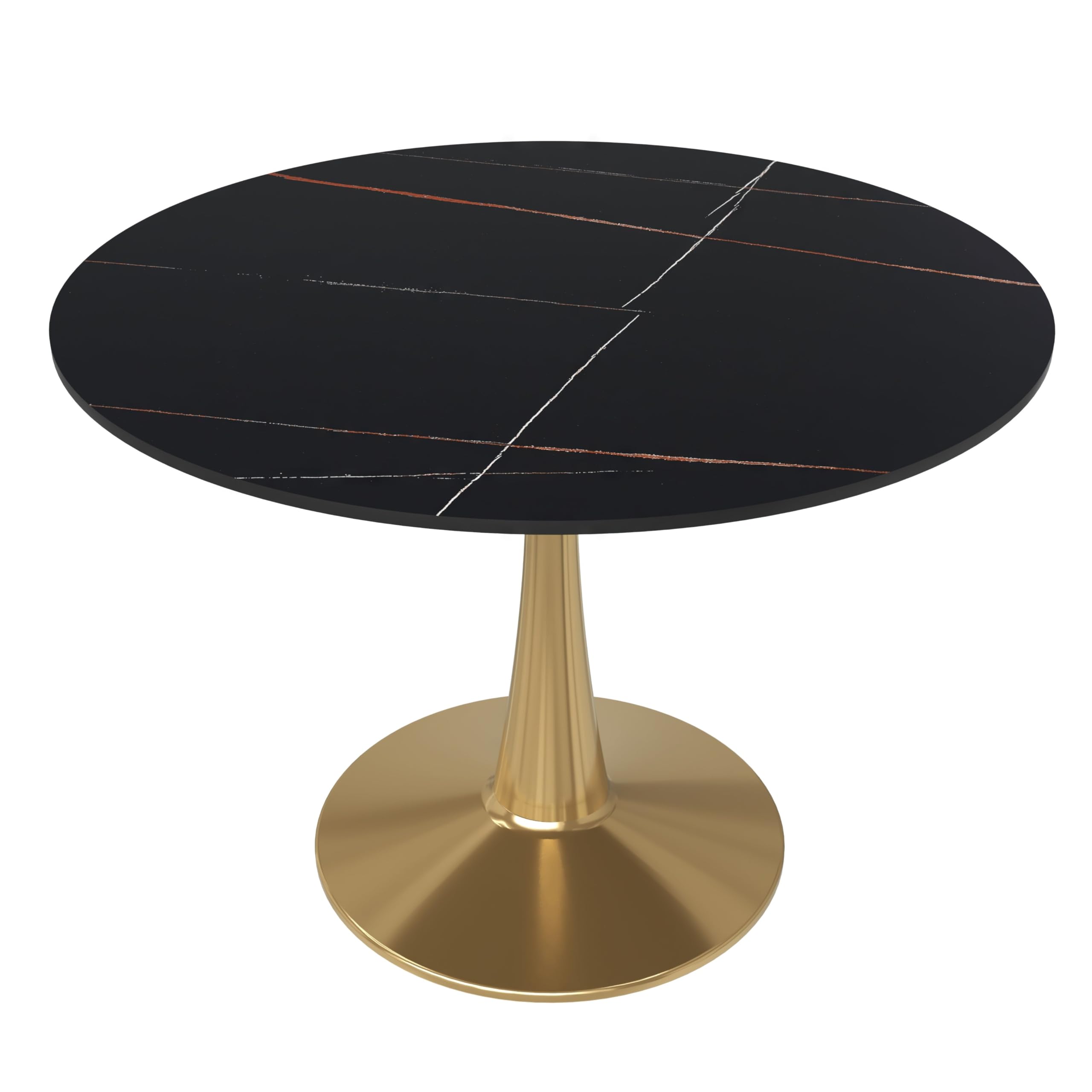 Bristol 40 round dining table Gold base with Black Sintered stone Top