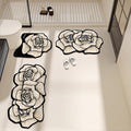 Supvox 3PCS Bathroom Mats Anti Slip Rose Bath Mat Set, Absorbent Diatomaceous Earth Bathroom Rugs, NonSlip Floral Floor Anti Sk