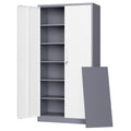 Letaya Metal Storage Cabinet with Lock Door and 5 Shelves,6 Tier Steel Garage Tool Cabinet for Home Office Utility Room 72 H X 3