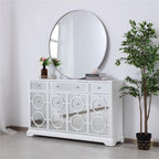 Elegant Decor Modern 4 Door 60" Mirrored Panel Sideboard in White