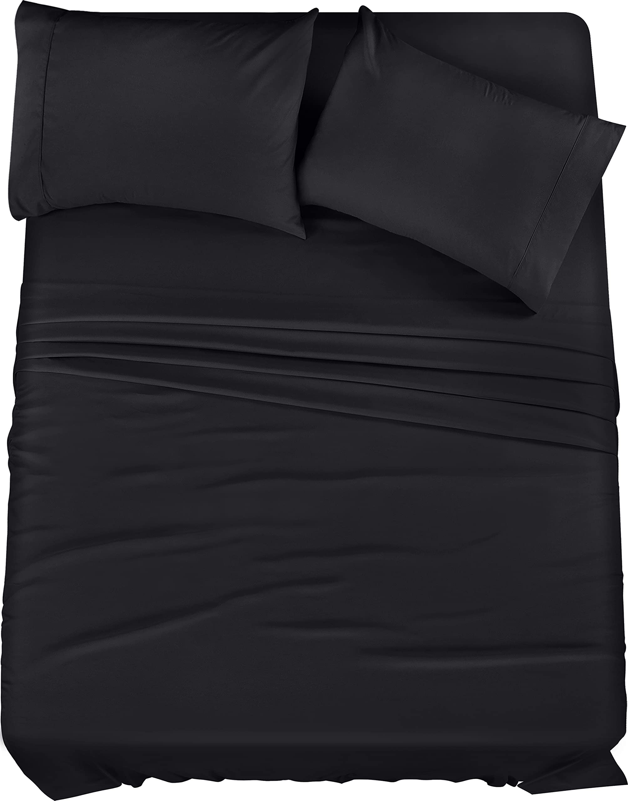 Utopia Bedding King Bed Sheets Set - 4 Piece Bedding - Brushed Microfiber - Shrinkage And Fade Resistant - Easy Care (King, Blac